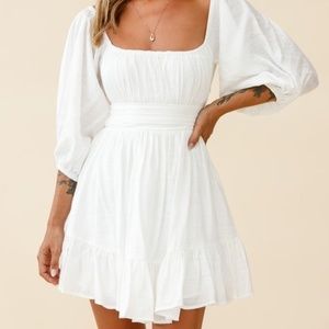 Selfie Leslie Off Shoulder Tie Back White Dress
